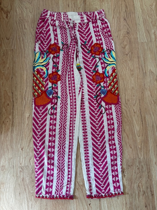 FARM Rio Pants - Farm Rio embroidered cotton pants - size S